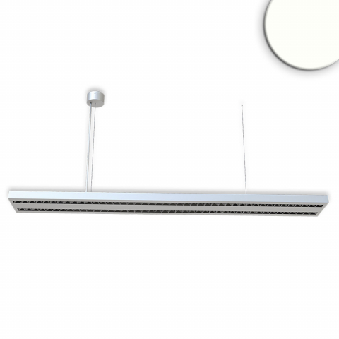 Bürobeleuchtung, Konferenzraumbeleuchtung, Seminarraumbeleuchtung, Praxisbeleuchtung, Kanzleibeleuchtung, Grossraumbürobeleuchtung, LED Pendelleuchte, Aluminium, Grau, Raster, Dimmbar, 4000K, IP42, 119 cm x 16 cm