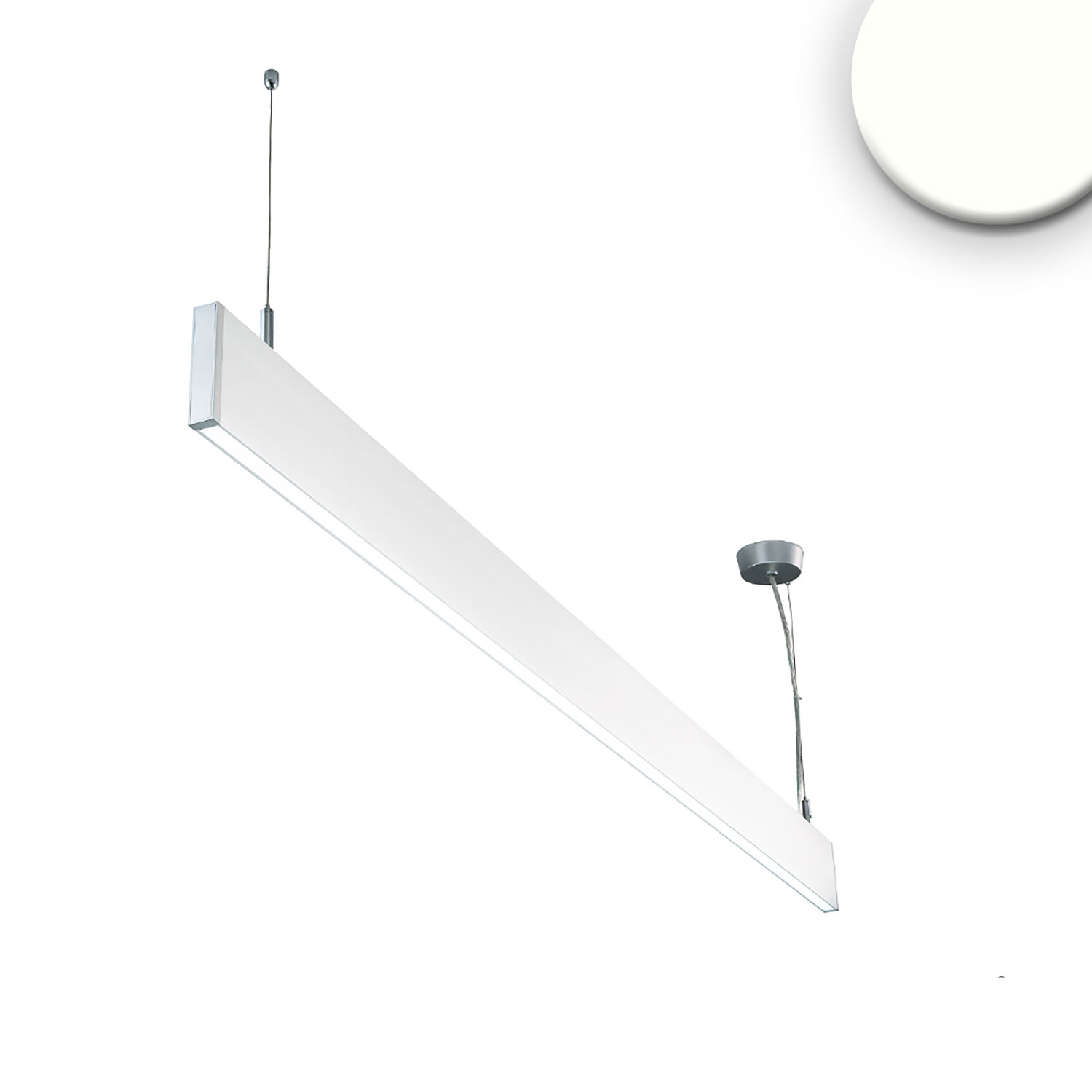 Bürobeleuchtung, Konferenzraumbeleuchtung, Praxisbeleuchtung LED Pendelleuchte, Aluminium, Weiss, Linear, Up-Down-Licht, IP42, 60 cm Länge, Rezeptionsbeleuchtung