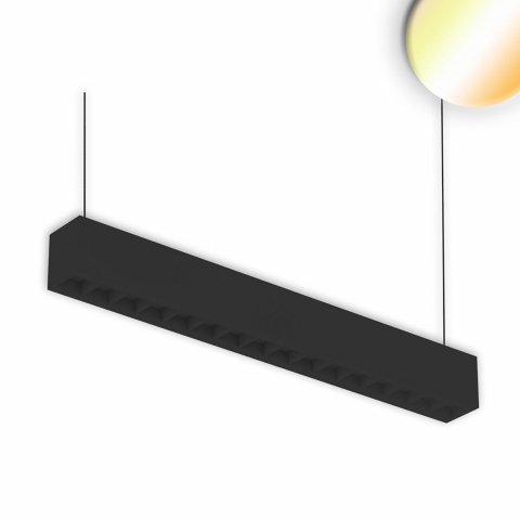 Bürobeleuchtung, Seminarraumbeleuchtung, Konferenzraumbeleuchtung, Tagungsraumbeleuchtung, LED Pendelleuchte, Aufbauleuchte, Schwarz, Aluminium, Raster, 60 cm Länge, Gangbeleuchtung, Bürogebäudebeleuchtung, Eingangsbeleuchtung