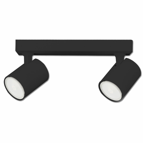 Bürobeleuchtung, Küchenbeleuchtung, Aufenthaltsbeleuchtung, Deckenleuchte, Wandleuchte, Aluminium, Schwarz, 2 Spots, 25 cm x 7 cm