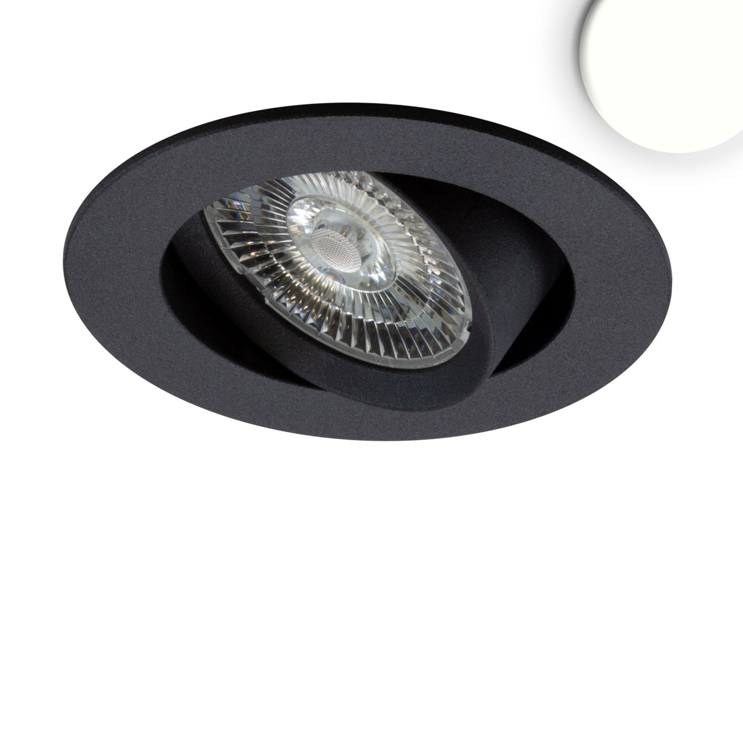LED Einbaustrahler,  Aluminium, Schwarz, Schwenkbar, IP42, 9 cm Ø