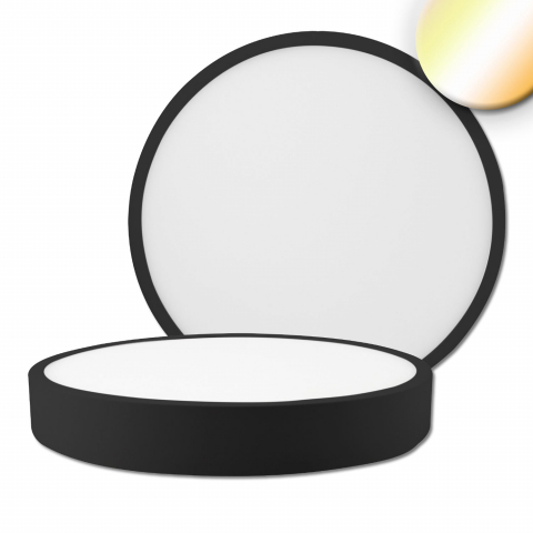 Bürobeleuchtung, Kanzleibeleuchtung, Schulbeleuchtung, Universitätsbeleuchtung, Restaurantbeleuchtung, Hotelbeleuchtung, Küchenbeleuchtung LED Deckenleuchte, Flach, Rund, Schwarz, Color Switch, Dimmbar, IP42, 30 cm Ø