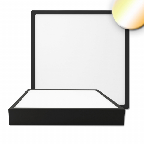 LED Deckenleuchte, Quadratisch, Schwarz, Color Switch, IP42, 30 cm x 30 cm