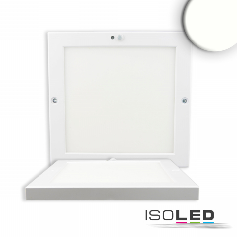 LED Deckenleuchte, Weiss, Quadratisch, 22 cm, Kunststoff, 1450 Lumen, PIR Bewegungssensor, IP52, 4000 Kelvin, Modern, Stromsparend