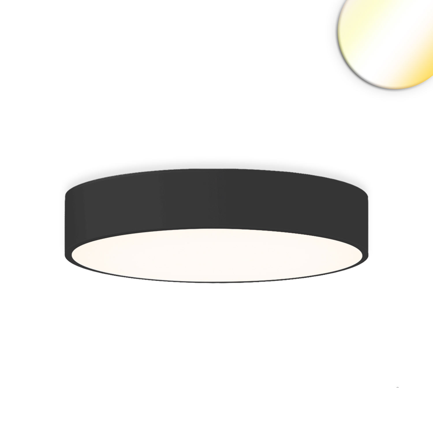 Praxisbeleuchtung, Bürobeleuchtung, Kaufhausbeleuchtung, Bibliotheksbeleuchtung, Treppenhausbeleuchtung, LED Deckenleuchte, Rund, Schwarz, ColorSwitch, Aluminium, Ø 60 cm, Wohnzimmerbeleuchtung, Hotelbeleuchtung