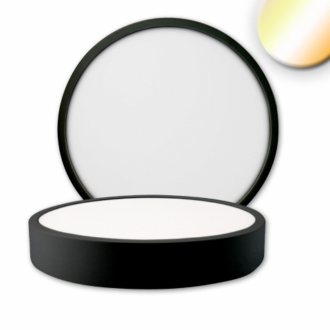 LED Deckenleuchte, Dimmbar, Aluminium, Schwarz, 240 V, Effektiv, 24 W, 2350 Lm, 2700 K/4000 K, Ø 22,5 cm, H 4 cm, IP42, CE Zertifiziert