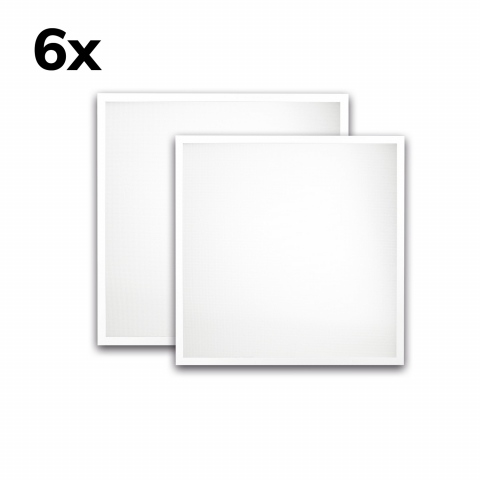 Éclairage de couloir Panneau LED, pack de 6, rétroéclairage, Eco, carré, 4000 Kelvin, 62 cm x 62 cm