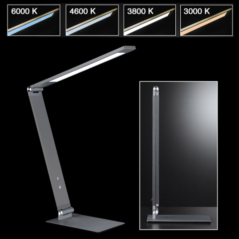 Büro LED Tischleuchte, Schreibtischleuchte, Grau, Länglich, Dimmer, 38 cm Höhe 98141