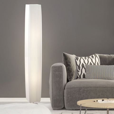 Lampadaire, abat-jour en tissu, blanc, plissé, hauteur 119 cm, éclairage de la chambre à coucher sur pied, lampe de salon sur pied, éclairage de la salle d'attente, lampe de salon, lampe de chambre d'hôtel, éclairage intérieur