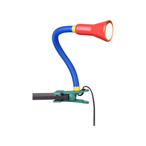Klemmleuchte, Flexarm, Rot, Gelb, Blau, Grün, 30 cm Höhe, Tischleuchte, Kinderleuchte, Schreibtischleuchte, Leseleuchte, Nachttischleuchte, Innenraumleuchte, Wohnraumleuchte