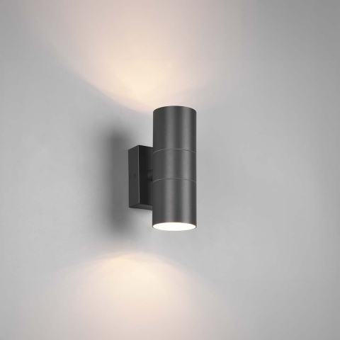 Aussen Wandleuchte, Anthrazit, Länglich, Up-Down-Licht, IP44, 16 cm x 6 cm, Fassadenbeleuchtung, Wegbeleuchtung, Outdoorleuchte, Türeingangsbeleuchtung, Eingangsleuchte, Hauswandlampe, Balkon Wandleuchte, Terrassen Wandlampe, Veranda Wandleuchte
