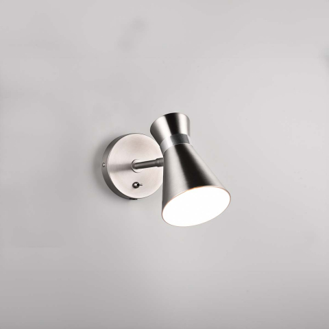 Wohnzimmerbeleuchtung Wandleuchte, Schwenkbar, Kegel, Schalter, Nickel, 16 cm Höhe, Bettleuchte, Nachttischleuchte, Leseleuchte, Hotel Wandleuchte, Praxis Strahler, Innenraumleuchte, Wohnraumbeleuchtung, IP20