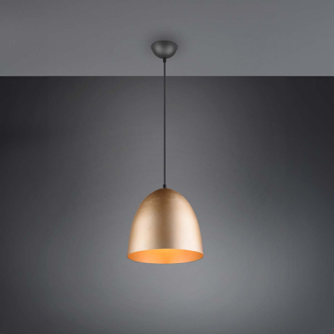 Schlafzimmerbeleuchtung Attraktive Pendelleuchte, Messing, Glockenform, Höhe anpassbar, 25 cm Ø, Esszimmerbeleuchtung, Wohnraum Pendelleuchte, Wartezimmer Hängeleuchte, Praxis Pendellampe, Innenraumbeleuchtung, Dekoleuchte, Cafébeleuchtung, Esszimmertische Pendelleuchte