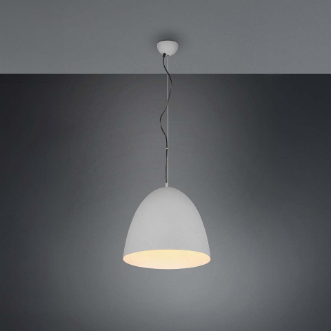 Pendelleuchte, Grau, Glocke, Höhe anpassbar, 40 cm Ø, 150 cm Höhe, Wohnraumleuchte, Innenraumleuchte, Café Pendelleuchte, Hotel Hängeleuchte, Flurbeleuchtung, Praxis Pendelbelleuchte
