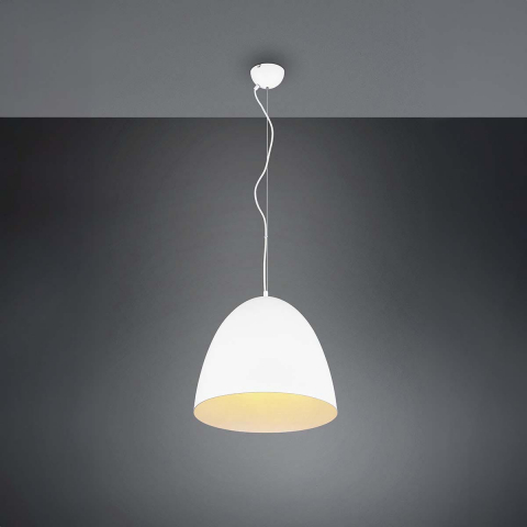 Esszimmerbeleuchtung Pendelleuchte, Zeitlos, Weiss, Glockenform, Höhe anpassbar, 40 cm Ø, Hotelleuchte, Restaurant Pendelleuchte, Cafébeleuchtung, Flurbeleuchtung, Dielenleuchte, Praxisleuchte, Wartezimmer Hängeleuchte, Innenraumleuchte, Wohnraumbeleuchtung