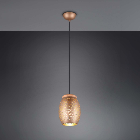 Esszimmerbeleuchtung Pendelleuchte, Lichteffekt, Muster, Coffee, Gold, Höhe anpassbar, 15 cm Ø, Küchen Hängeleuchte, Wohnzimmer Pendelleuchte, Cafébeleuchtung, Restaurant Hängeleuchte, Innenraumleuchte, Wohnraumbeleuchtung