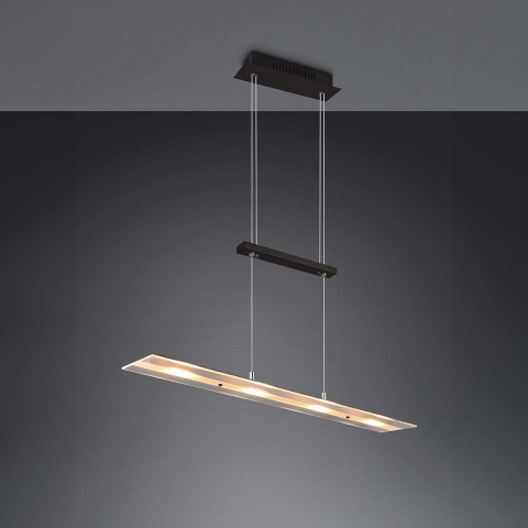 Esszimmerbeleuchtung LED Pendelleuchte, Höhenverstellbar, Glas, Rechteckig, 80 cm x 12 cm, Büro Pendelleuchte, Officeleuchte, Tresenleuchte, Thekenleuchte, Rezeptionsleuchte, Cafébeleuchtung, Konferenzraumleuchte, Wartezimmerleuchte, Praxisleuchte, Wohnraumbeleuchtung, IP20