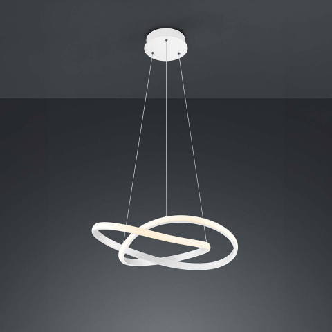 Interieur Bürobeleuchtung LED Pendelleuchte, Knoten, Weiss, Switch Dimmer, Höhe anpassbar, 60 cm Ø, Esszimmer Pendelleuchte, Küchen Hängeleuchte, Cafébeleuchtung, Restaurant Pendelleuchte, Flurbeleuchtung, Innenraumleuchte, Wohnraumbeleuchtung