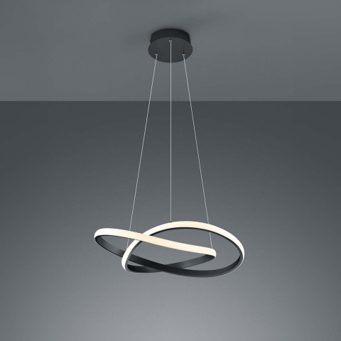 Esszimmerbeleuchtung LED Pendelleuchte, Höhe anpassbar, Switch Dimmer, Schwarz, Metall, 60 cm Ø, Hotel Pendelleuchte, Restaurant Hängeleuchte, Cafébeleuchtung, Büro Pendelleuchte, Dekoleuchte, Innenraumbeleuchtung, Wohnraumbeleuchtung