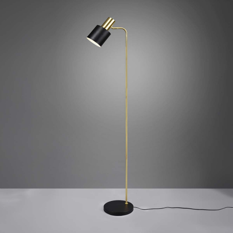 Schreibtischbeleuchtung Elegante Stehleuchte, Schwarz, Gold, Verstellbar, Schalter, 153 cm Höhe, Büro Stehleuchte, Flurbeleuchtung, Wohnzimmer Stehleuchte, Leseleuchte, Hotelbeleuchtung, Restaurant Stehleuchte, Innenraumbeleuchtung, Wohnraumbeleuchtung, IP20