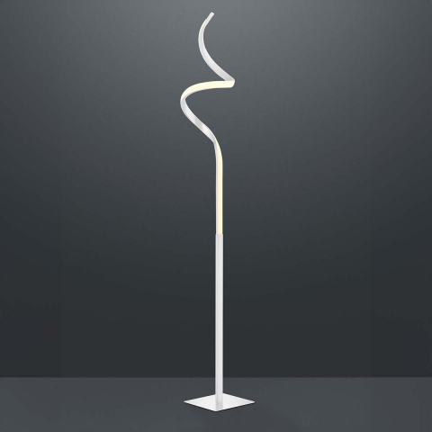 LED Stehleuchte, Weiss, Sensordimmer, Memory-Funktion, Spirale, 145 cm Höhe, Wohnzimmerbeleuchtung, Schlafzimmer Stehlampe, Wartezimmerleuchte, Praxis Stehleuchte, Flurbeleuchtung, Hotel Stehbeleuchtung, Innenraumleuchte, Wohnraumbeleuchtung, IP20