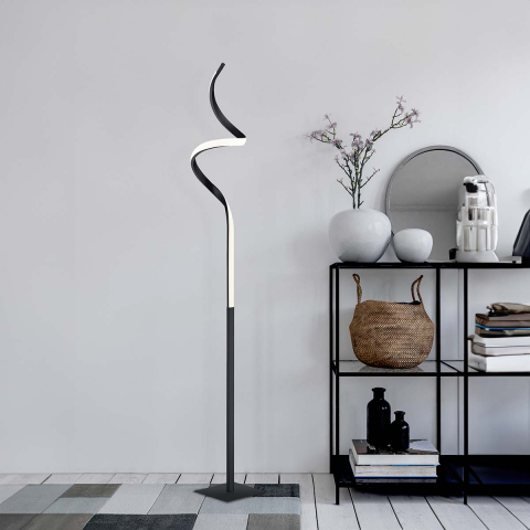 LED Stehleuchte, Schwarz, Sensordimmer, Memory-Funktion, 145 cm Höhe, Wohnzimmerbeleuchtung, Flurbeleuchtung, Dielenleuchte, Schlafzimmer Stehleuchte, Cafébeleuchtung, Hotel Stehlampe, Restaurant Stehleuchte, Wohnraumbeleuchtung, Innenraumbeleuchtung, IP20
