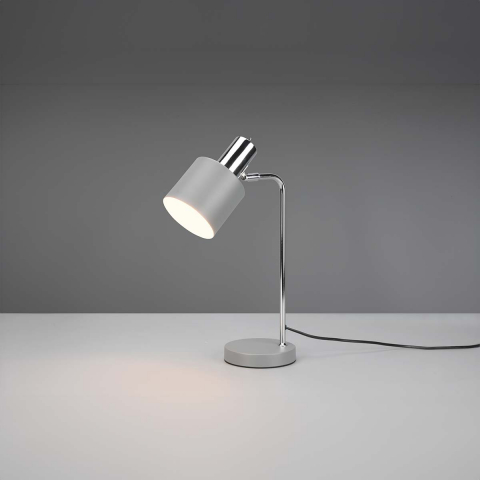 Bürobeleuchtung Tischleuchte, Schlicht, Schalter, Zylinder, Metall, Grau, 43 cm Höhe, Schreibtischleuchte, Nachttischleuchte, Officeleuchte, Bettleuchte, Wohnraumbeleuchtung, Innenraumbeleuchtung, IP20