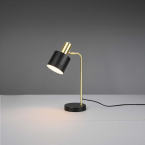 Nachttischbeleuchtung, Tischleuchte, Schwarz, Gold, Schwenkbar, Schalter, 43 cm Höhe, Bettleuchte, Schlafzimmer Tischleuchte, Wohnraumbeleuchtung, Hotel Tischleuchte, Innenraumleuchte, Sideboardleuchte, Kommodenleuchte, IP20