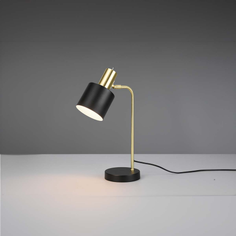 Nachttischbeleuchtung, Tischleuchte, Schwarz, Gold, Schwenkbar, Schalter, 43 cm Höhe, Bettleuchte, Schlafzimmer Tischleuchte, Wohnraumbeleuchtung, Hotel Tischleuchte, Innenraumleuchte, Sideboardleuchte, Kommodenleuchte, IP20