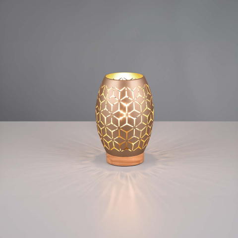 Tischleuchte, Oval, Lichteffekt, Coffee, Schnurschalter, 21 cm Höhe, Hotelzimmerbeleuchtung, Bettleuchte, Nachttischleuchte, Dekoleuchte, Sideboardbeleuchtung, Kommodenleuchte, Innenraumbeleuchtung, Wohnraumbeleuchtung, IP20