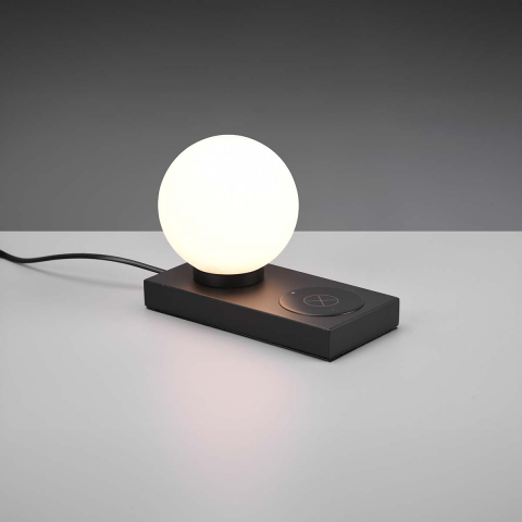 Schreibtischbeleuchtung, Nachttischbeleuchtung, Hotelbeleuchtung, Schlafzimmerbeleuchtung Tischleuchte, Weiss, Schwarz, Glas, Metall, Rechteckig, Kugel, Touch Dimmer, Ladestation, 20 cm x 10 cm