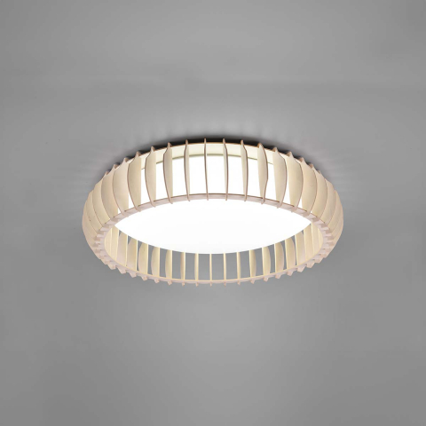 Loftbeleuchtung LED Deckenleuchte, Fernbedienung, Holz, Dimmer, Farbwechsler, 60 cm Ø, Büro Deckenleuchte, Flurbeleuchtung, Cafébeleuchtung, Schlafzimmer Deckenleuchte, Wohnraumbeleuchtung, Innenraumleuchte, Dielen Deckenlicht, Praxisleuchte, Wartezimmerbeleuchtung, IP20