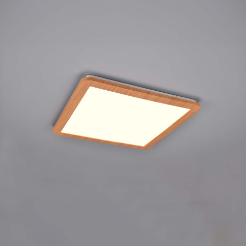 Éclairage salle de bain Plafonnier LED salle de bain, interrupteur variateur, aspect bois, plastique, carré, IP44, 40 cm x 40 cm, éclairage balcon, éclairage terrasse, éclairage couloir, éclairage cuisine