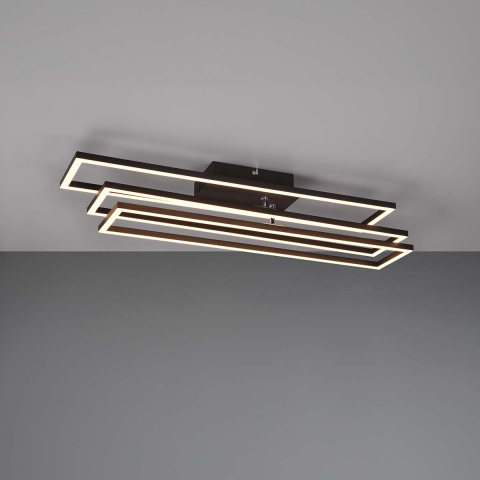 LED Deckenleuchte, Schwarz, Rechteckig, Dimmer, Farbwechsler, Fernbedienung, 66 cm x 60 cm, Esszimmerbeleuchtung, Cafébeleuchtung, Wohnzimmerleuchte, Schlafzimmer Deckenleuchte, Hotel Deckenlicht, Innenraumbeleuchtung, Wohnraumbeleuchtung, Praxis Deckenlicht, Wartezimmerleuchte, IP20