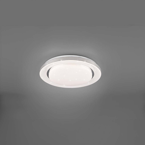 LED Deckenleuchte, Dimmer, Farbwechsler, Starlight Effekt, Nachtlicht, 38 cm Ø, Hotelbeleuchtung, Restaurant Deckenleuchte, Cafébeleuchtung, Wohnraumbeleuchtung, Innenraumleuchte, Praxisleuchte, Wartezimmer Deckenlicht, IP20