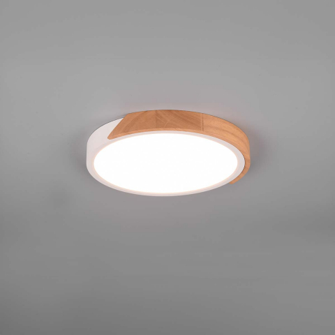 Wohnzimmerbeleuchtung, Schlafzimmerbeleuchtung, Bürobeleuchtung, Restaurantbeleuchtung, Hotelbeleuchtung LED Deckenleuchte, Rund, Flach, Weiss, Holz, Switch Dimmer, 31 cm Ø