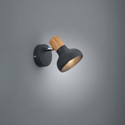 Schlafzimmerbeleuchtung, Bettbeleuchtung, Hotelzimmerbeleuchtung Wandstrahler, Deckenleuchte, Kegelform, Schwarz, Braun, Holzoptik, 17 cm Höhe, Küchenbeleuchtung, Flurbeleuchtung, Wohnzimmerbeleuchtung