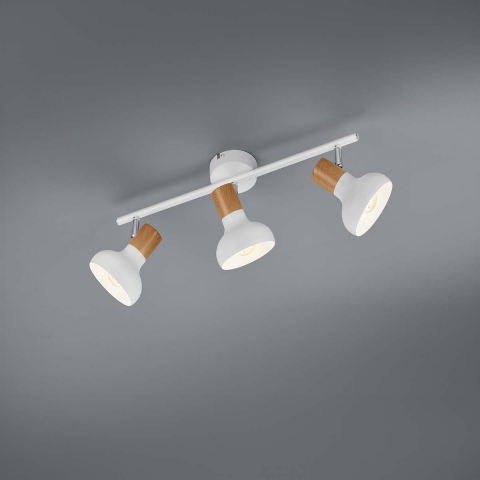 Esszimmerbeleuchtung, Schlafzimmerbeleuchtung, Küchenbeleuchtung, Wohnzimmerbeleuchtung, Restaurantbeleuchtung Deckenleuchte, Metall, Holzoptik, Weiss, 3 Spots, Verstellbar, 47 cm x 13 cm