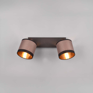 Deckenleuchte, 2er Strahler, Stoffschirme, Taupe, Schwarz, 35 cm x 16 cm
