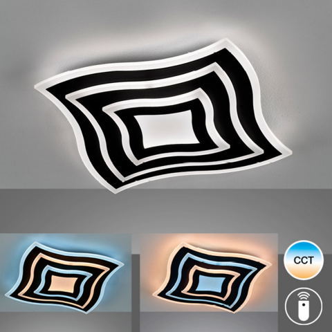LED Deckenleuchte, Quadratisch, Farbwechsler, Fernbedienung, 43 cm x 43 cm, Flurbeleuchtung, Wohnzimmerleuchte, Cafébeleuchtung, Hotel Deckenleuchte, Esszimmerleuchte, Innenraumbeleuchtung, Wohnraumbeleuchtung, IP20