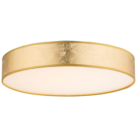 LED Deckenleuchte, Stoffschirm, Gold, Rund, 40 cm Ø
