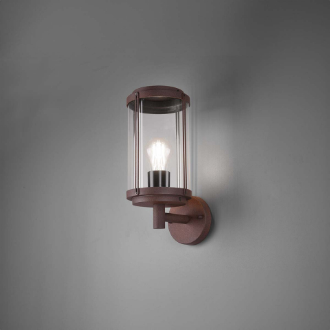 Aussen Wandleuchte, Laterne, Aluminium, Rostfarbe, IP44, 32 cm Höhe, Terrassenbeleuchtung, Fassadenleuchte, Eingangsleuchte, Türeingangsbeleuchtung, Outdoorbeleuchtung, Mauerleuchte, Balkon Wandlampe, Terrassen Wandleuchte, Verandabeleuchtung