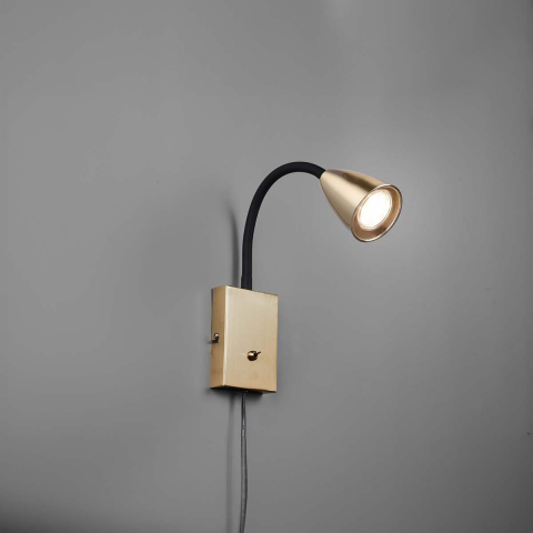 Wandleuchte, Schlicht, Messing, Flexhals, Schalter, 23 cm Höhe, Leseleuchte, Hotel Wandleuchte, Restaurant Wandlampe, Cafébeleuchtung, Innenraumbeleuchtung, Wohnraumbeleuchtung, IP20