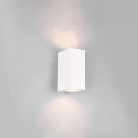Hintereingangsbeleuchtung Aussen Wandleuchte, Rechteck, Weiss, Aluminium, Up-Down-Beleuchtung, IP44, 15 cm Höhe, Fassadenbeleuchtung, Balkon Wandleuchte, Terrassenwandbeleuchtung, Veranda Wandlicht, Outdoorleuchte