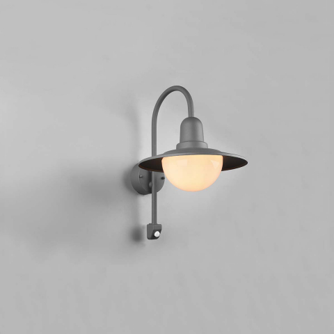 Hofbeleuchtung Außen Wandleuchte, Laterne, Anthrazit, Bewegungsmelder, Glas, IP44, 45 cm Höhe, Raucherbereichleuchte, Türeingangsbeleuchtung, Eingangsleuchte, Hofbeleuchtung, Wegbeleuchtung, Balkon Wandleuchte, Verandabeleuchtung, Outdoorleuchte
