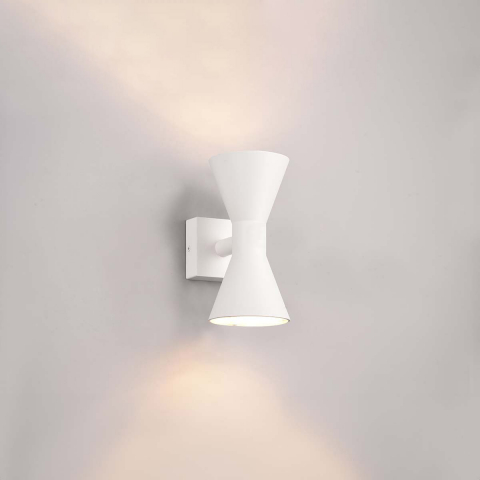 Aussen Wandleuchte, Weiss, Up-Down-Beleuchtung, IP44, 20 cm Höhe, Balkonbeleuchtung, Fassadenbeleuchtung, Türeingangsleuchte, Balkon Wandlampe, Terrassen Wandleuchte, Verandabeleuchtung, Outdoorleuchte