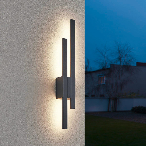 LED Wandleuchte, Indirektes Licht, Aluminium, Anthrazit, IP54, 61 cm Höhe, Hotel Terrassenbeleuchtung, Balkon Wandleuchte, Fassadenbeleuchtung, Verandabeleuchtung, Eingangsleuchte, Türeingangsbeleuchtung, Treppenhausbeleuchtung, Bad Wandlampe, Innenraumbeleuchtung, Outdoorleuchte, Wohnraumbeleuchtung