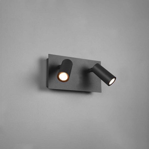 Applique murale extérieure à LED, noire, 2 spots, IP54, 23 cm x 12 cm, éclairage de balcon, applique de terrasse, applique de véranda, applique de façade, applique de salle de bain
