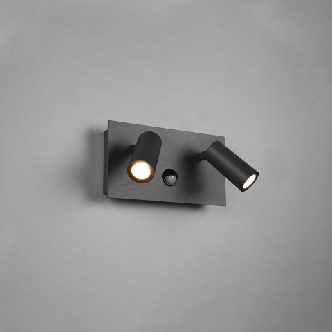 LED Aussen Wandleuchte, Fassadenleuchte, Anthrazit, Aluminium, Bewegungsmelder, 840 Lumen, 2 Spots, Verstellbar, 3000 Kelvin, Torbeleuchtung, Mauerbeleuchtung, Wegbeleuchtung, Balkonleuchte, Terrassen Wandleuchte, Outdoorleuchte, Türeingangsleuchte,  Verandaleuchte