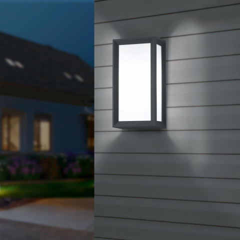 LED Aussen Wandleuchte, Rechteckig, Anthrazit, Weiss, IP54, 28 cm Höhe, Eingangsbeleuchtung, Fassadenleuchte, Balkon Wandleuchte, Terrassen Wandbeleuchtung, Veranda Wandlicht, Türeingangsleuchte, Garagenlicht